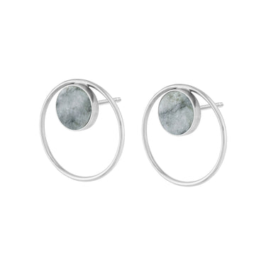 Boucles d'oreilles en cercle en Argent de Dolomite Picasso