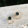 Boucles d'oreilles en cercle avec Jade Néphrite en Argent plaqué Or