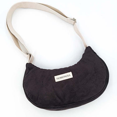 Sac demi-lune Gisèle suède marron