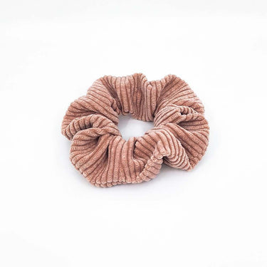 Scrunchie velours côtelé rose