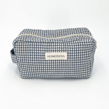 Trousse de toilette vichy bleu & blanc