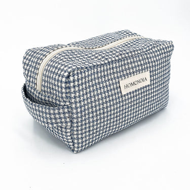 Trousse de toilette vichy bleu & blanc