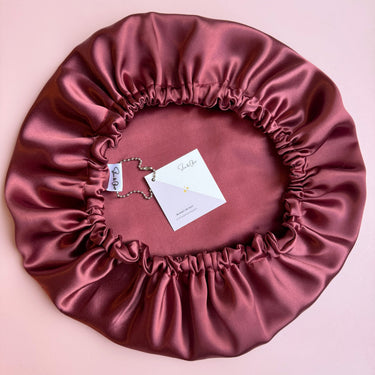 Bonnet de nuit en soie upcyclée double épaisseur + trousse en velours côtelé upcyclé Hermès offerte