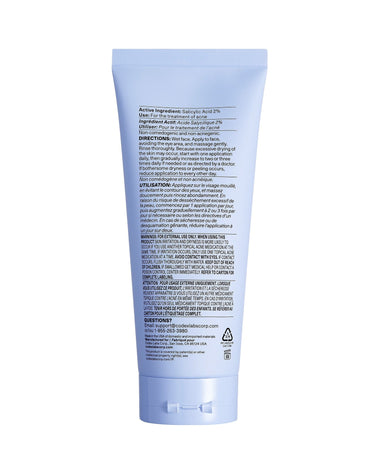 Shaant Pore Purifying Acne Face Scrub back of tube on white background.