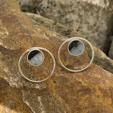 Boucles d'oreilles en cercle en Argent de Dolomite Picasso