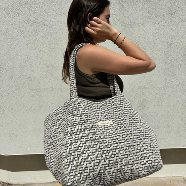 Sac cabas jacquard noir et blanc